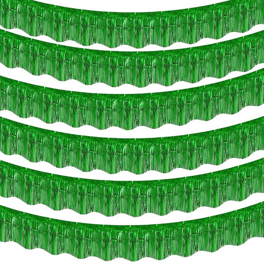 LOLStar Green Foil Fringe Tinsel Garland, Tinsel Streamers Banner, 6 Pack | 60Ft Tinsel Streamers, Shiny Green Tinsel Fringe Banners for St Patrick's Day, Parade Float, Christmas Party Decor