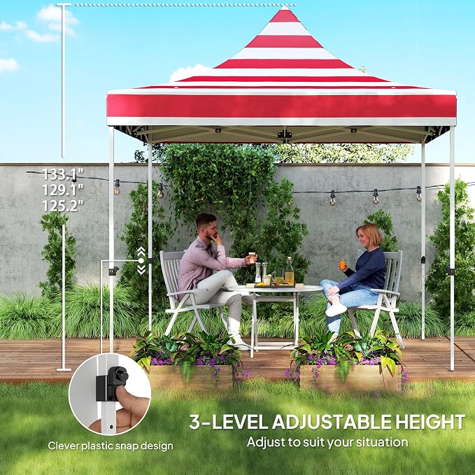 Outsunny 10' x 10' Heavy Duty Pop Up Canopy Tent with Sidewall and Trash Bags, UPF50+ Instant Sun Shelter, Height Adjustable, with Wheeled Bag, Sand Bags for Outdoor, Patio, American Flag Print
