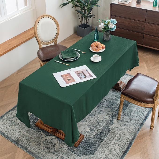 Linen World Linen Tablecloth,100% French Linen Green Tablecloth 72" x 72" Inch,Washable Square Tablecloth for Dining,Outdoor,Weddings and Restaurants,Decorative Thanksgiving Christmas