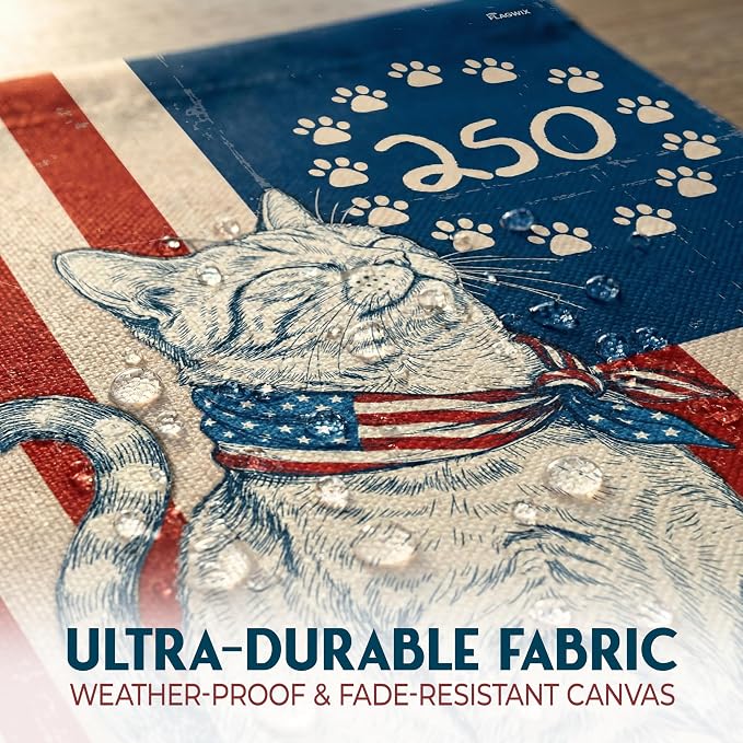 FLAGWIX American 250 Anniversary Patriotic Cat Garden Flag - Polyester Double-sided Yard Flags For Outside Garden Flag (11.5" x 17.5") - 4th of July Decorations for Home Yard Garden Decor Banner