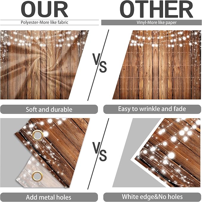 9x6 FT$ Wooden Board Backdrop Large Rustic Wood Background Vintage Brown Floor Photo Props Decorations Polyester for Adults Kids Birthday Banner Baby Shower Portrait Photography Supplies