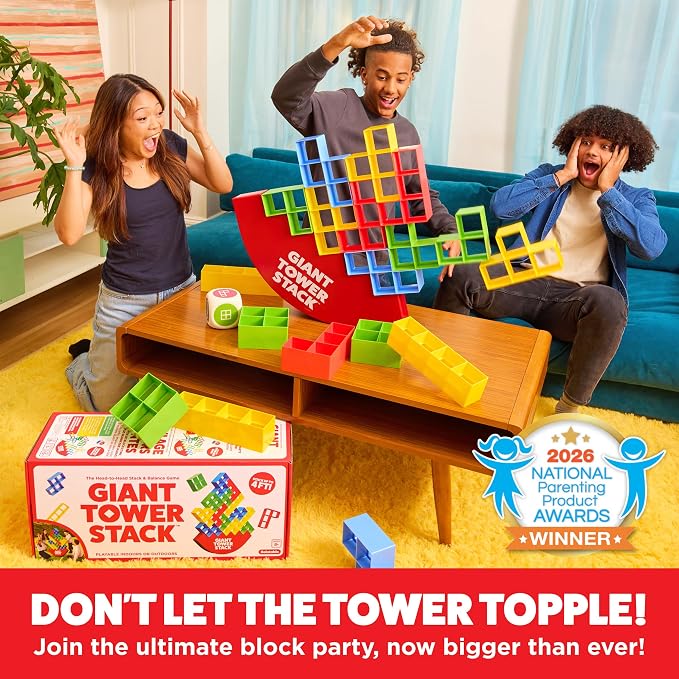 Giant Tower Stack by Relatable - Nappa Award 2026 Winner, The Jumbo Block Game Where You Balance Building Blocks - Ultimate Outdoor Games, Yard Games for Adults & Family Games Challenge, Ages 8+