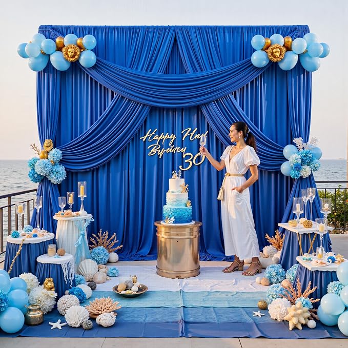 20ft x 12ft Wrinkle Free Royal Blue Backdrop Curtains for Parties, Royal Blue Photo Backdrop Drapes 12FT Long Silky Back Drop Cloth for Wedding Birthday Photography Background Decor