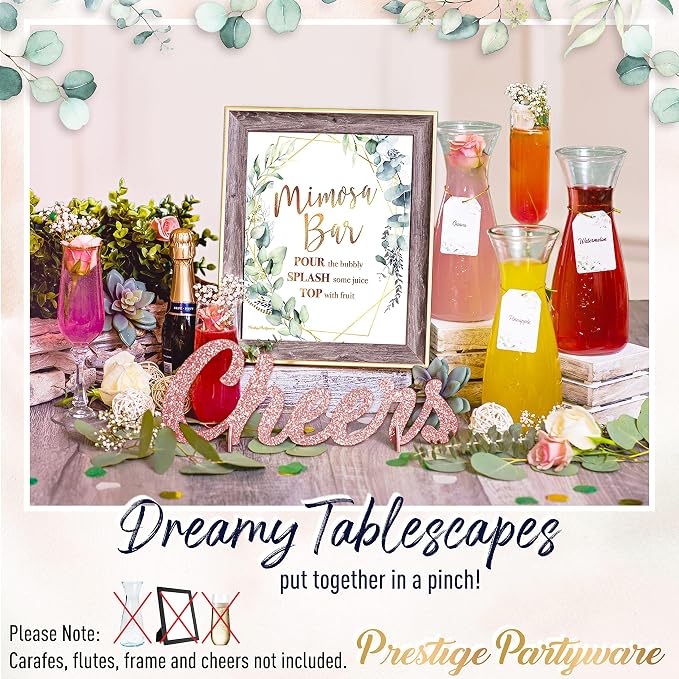 PRESTIGE Bridal Shower Games (50 Guests) + Mimosa Bar | 5 Wedding Shower Games, Boho Bridal Shower Decorations Greenery Theme, Engagement Party Decor, She Said Bridal Party Game Prizes Favors (50 Set)