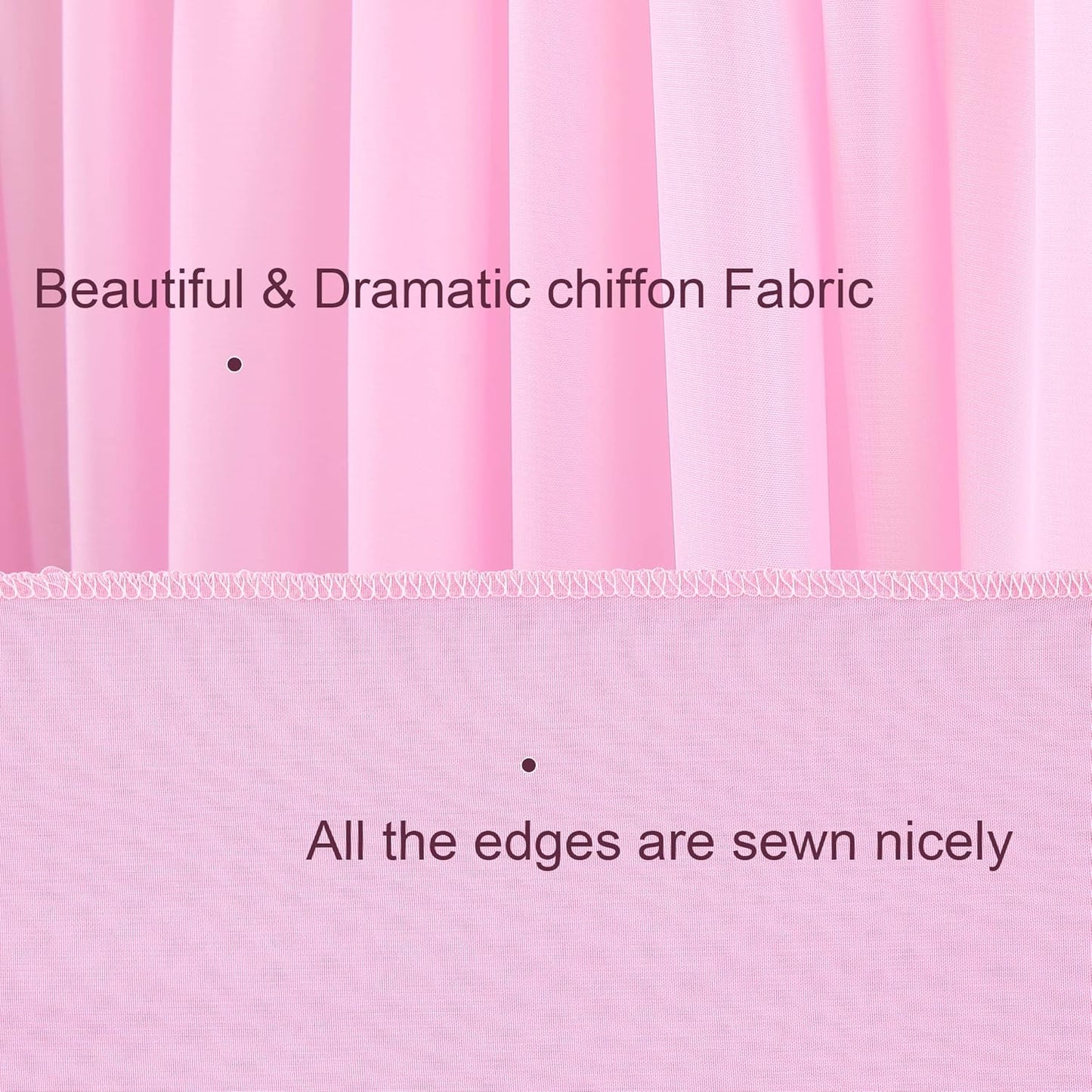 10ft x 10ft Pink Backdrop Curtains, Wrinkle-Free Sheer Chiffon Fabric Photo Backdrop Drapes for Wedding Arch Party Ceremony Stage Photography Decorations