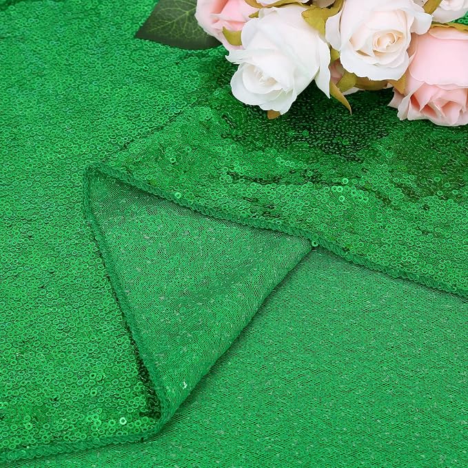 B-COOL Green Sequin Tablecloth Christmas Decor Top Glitter Overlay Table Decoration Birthday Prom Carnival Winter Cake Cloths St. Patrick's Day 50x50inch