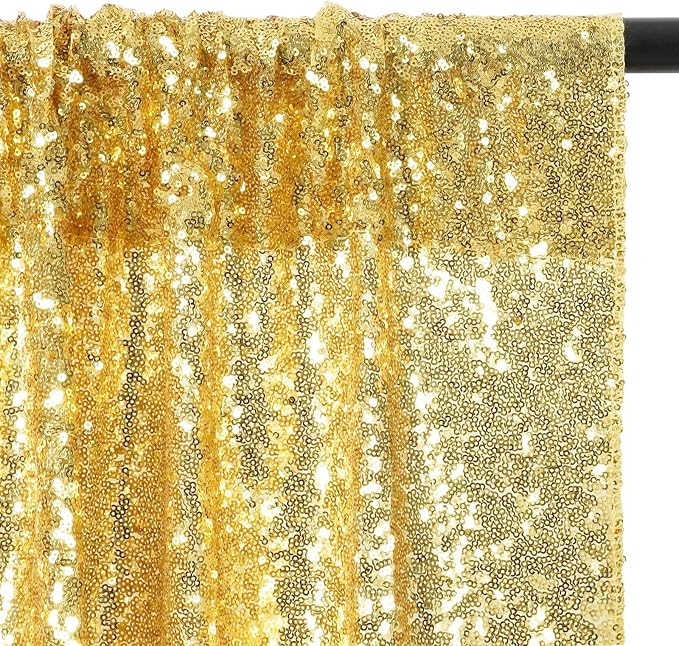 Eternal Beauty Gold Sequin Backdrop, 7x7 Ft Glitter Background Curtains for Mother's Day Shimmer Photography Party Wedding Birthday Back Drop Decor