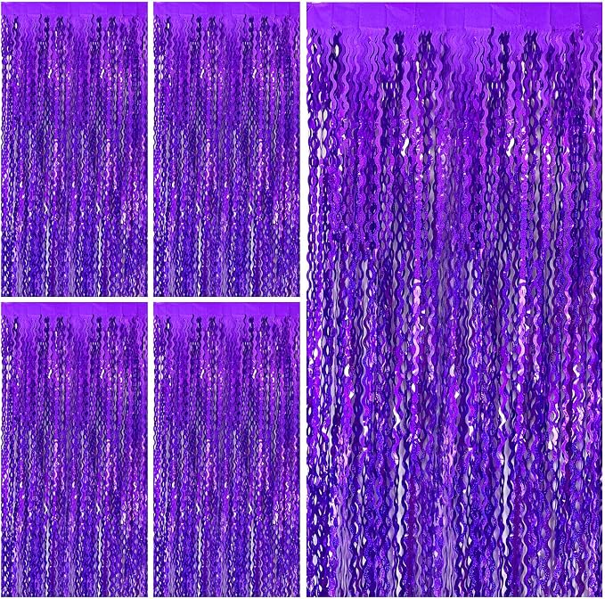 Tinsel Foil Fringe Curtains Wavy Backdrop for Parties Sparkle Metallic Wavy Foil Fringe Backdrop Curtain for Party Decorations Photo Booth Props for Birthday Graduation Wedding