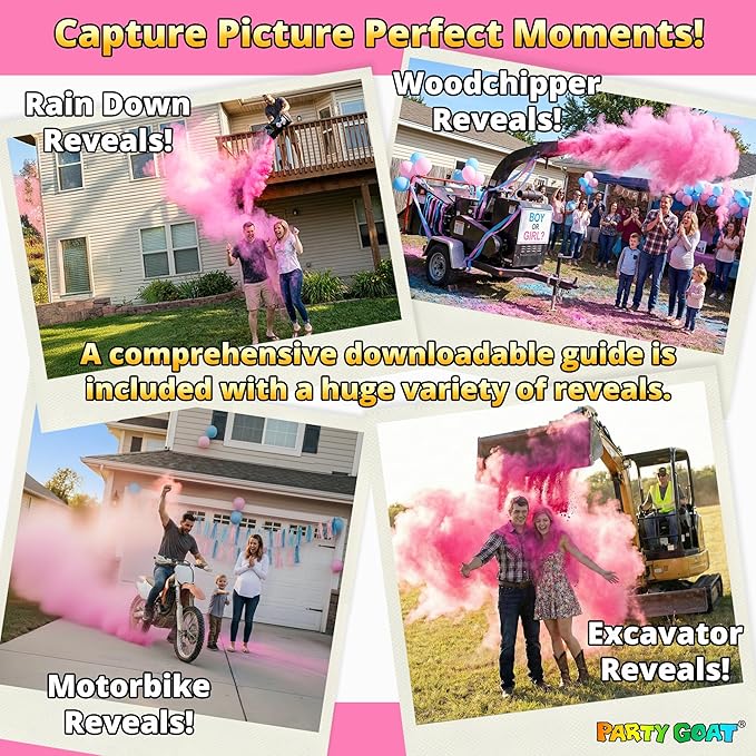 Baby Girl Gender Reveal Powder – 6 lbs, Blackout Bags, Vibrant Pink Powder for Tire Burnout Color, Exhaust Smoke & Shooting Targets. Leakproof, Non Toxic Party Kit. 2 x 3LB + Gender Reveal Idea Guide