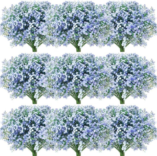 Janinka 30 Pcs Baby Breath Artificial Flowers Bulk Artificial Baby Breath Gypsophila Flower 20.8 Inch Faux Gypsophila Bouquet Fake Floral Greenery for Wedding Party Decor (Blue)
