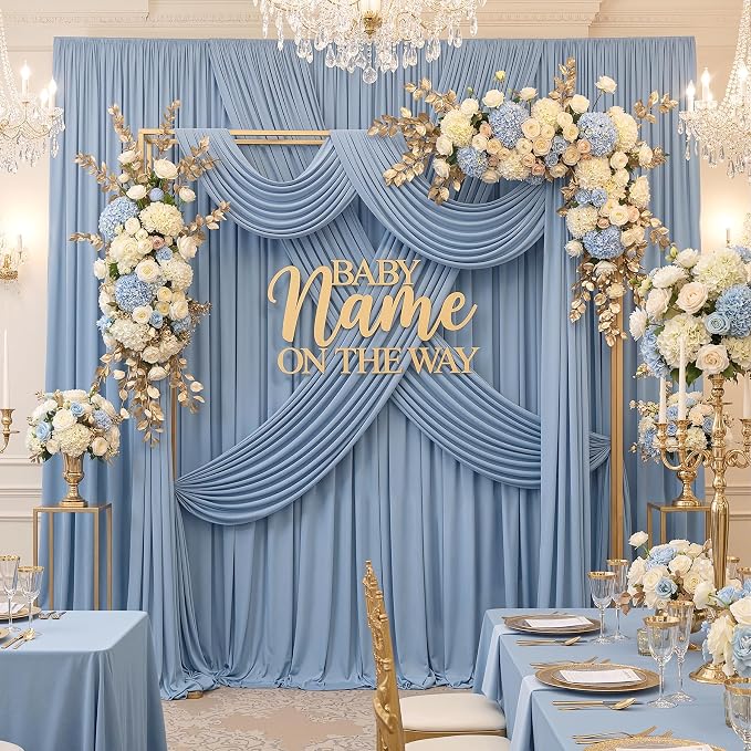 20ftx15ft Dusty Blue Backdrop Curtains for Parties, Wrinkle Free Polyester Photo Backdrop Drapes 4 Panels 15 ft Long Back Drop Cloth Drapery for Wedding Birthday Photography Background Party
