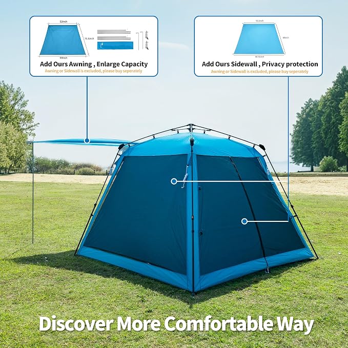 Pop Up Screen House Gazebo 8.2'x8.2'x75'' – Instant Portable Canopy with Mosquito Netting & UPF Sun Protection, Tool-Free 1-Minute Setup, Foldable Outdoor Tent for Backyard, Camping, Garden.Blue