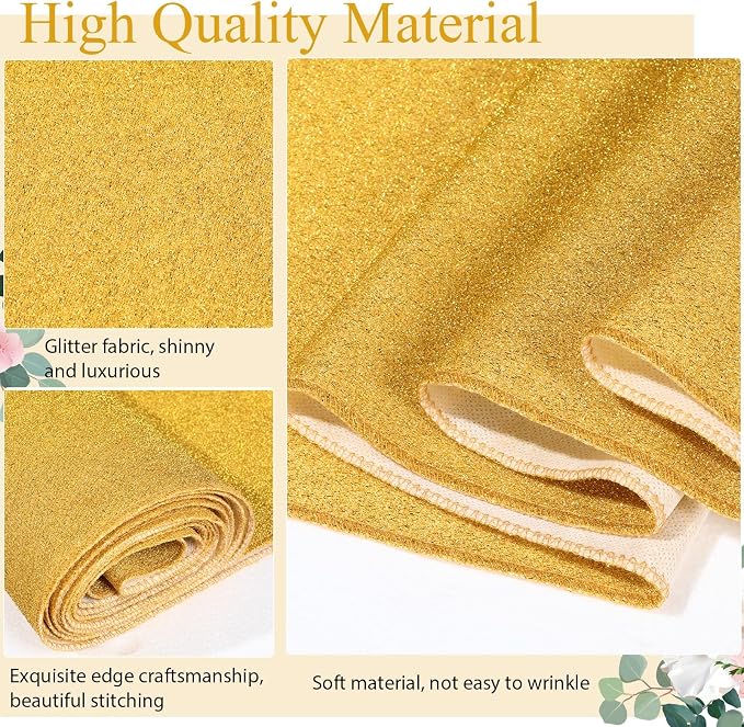 Shihanee Sequin Aisle Runner for Wedding Glitter Rug with Carpet Tape Sparkly Prom Outdoor Floor Birthday Carpet Runner for Ceremony Event Graduation Party(4 x 15 ft,Gold)