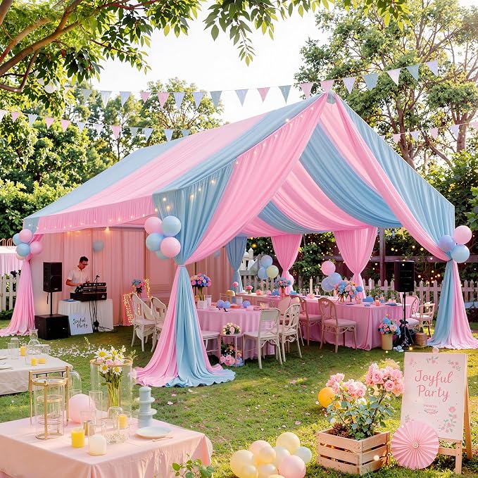 50ftx20ft Baby Pink Backdrop Ceiling Drapes,10Panels 20ft Height Wrinkle Free Tent Draping Curtains, Fabric Drapery Ceiling Drapes for Wedding Ceremony Birthday Theme Parties with Rod Pocket