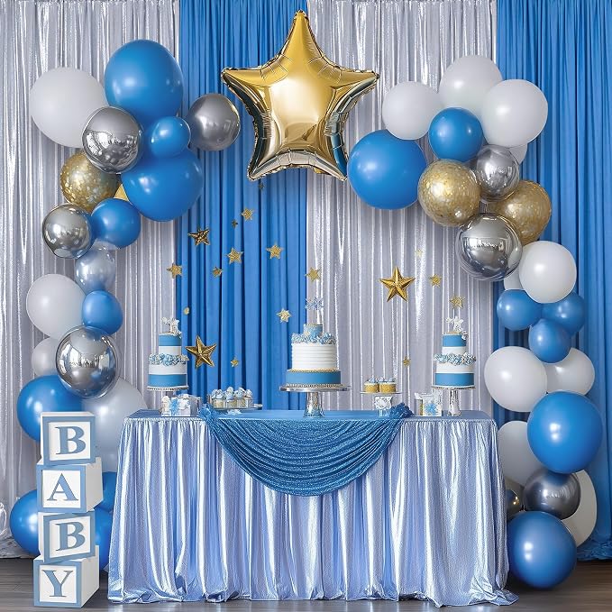 Outpain Thick 40 ft x 10 ft Silver Sequin Backdrop Curtain for Parties, Wrinkle Free Glitter Photo Backdrop Drapes 8 Panels 5x10ft Silver Back Drop Cloth for Wedding Christmas Photography Background