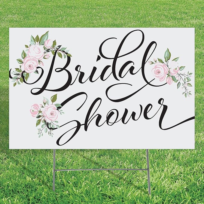 Fun Express 26 inch x 17 inch Weatherproof Bridal Shower Yard Sign - Printed Decorations for Indoor/Outdoor Use - Perfect Bridal Shower Sign - Multicolor