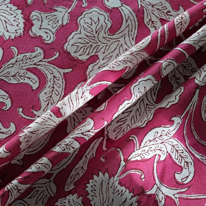 Ridhi Round Tablecloth Hand Block Print 100% Cotton Reusable Deep Pruce Red 110 Inch Table Cover Decorative Everyday Use for Dining, Home, Party, Wedding, Farmhouse Gift for Spring, Mother's Day