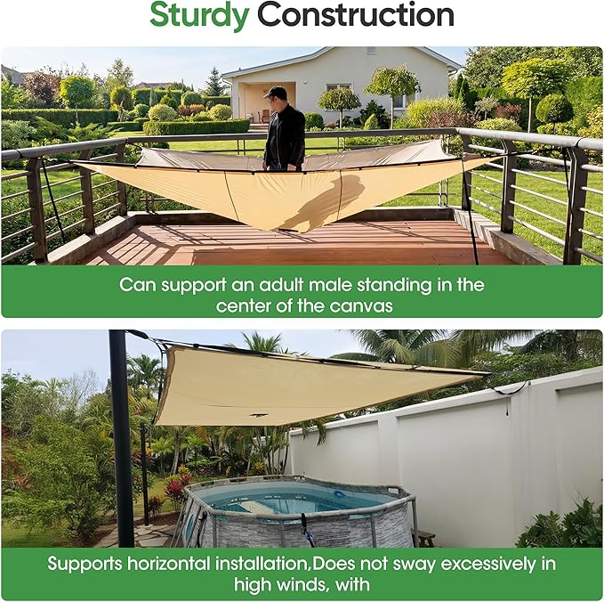 SIHAIAN 12 x 18 Ft Carport Replacement Canopy Cover(No Frame), Easy to Set up Carport Canopy, 500D Heavy-Duty Garage Top Tent Shelter Tarp Waterproof and UV Protected (Only Canopy Cover) Beige