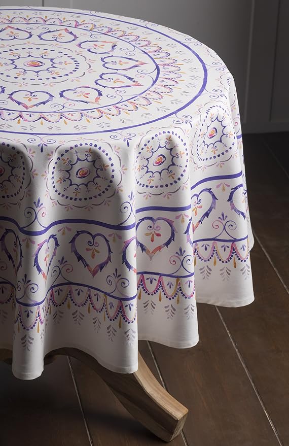 Maison d' Hermine Table Cloth Round Table 100% Cotton 69 Round Inches Tablecloth Reusable Decorative for Dining Kitchen Room Farmhouse Party Home Hotel Restaurant Spring Summer - Mandala