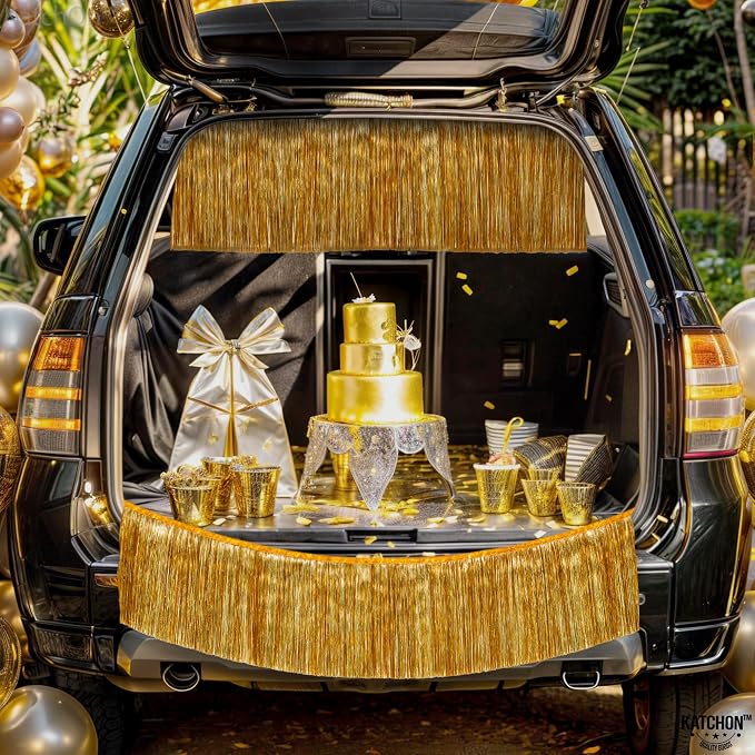 KatchOn, Large Champagne Gold Fringe Garland - 6.5 Feet, Pack of 2 | Foil Fringe Banner for 50th Birthday Decorations | Gold Streamers for Casino, Bachelorette, Graduation Decorations 2026