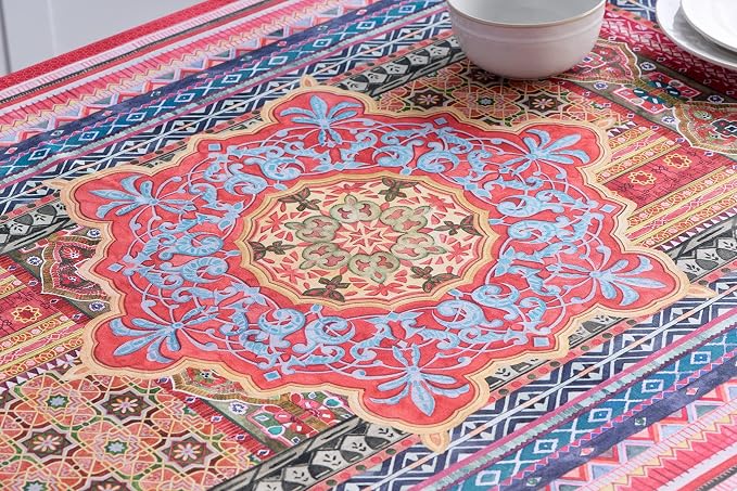 Maison d' Hermine Table Cloth Rectangle Table 100% Cotton 60 x 90 Inches Fall Tablecloth Reusable Everyday Use for Thanksgiving Christmas Decorations Dining Farmhouse Party (Ispahan)