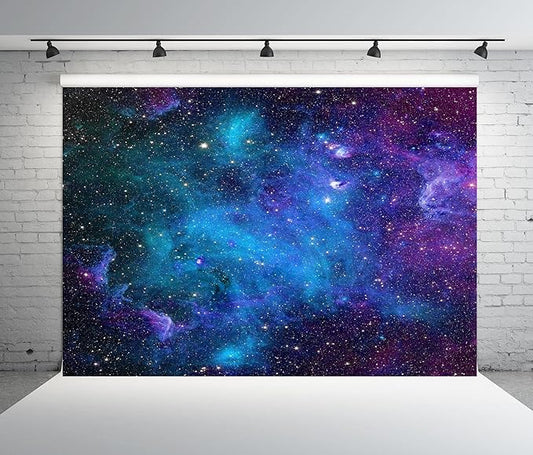 BELECO 12x10ft Fabric Cosmic Galaxy Backdrop Wall Décor Starry Sky Milky Way Stars Backdrop Universe Space Theme Photo Background Galaxy Baby Shower Birthday Party Decorations Studio Photo Props