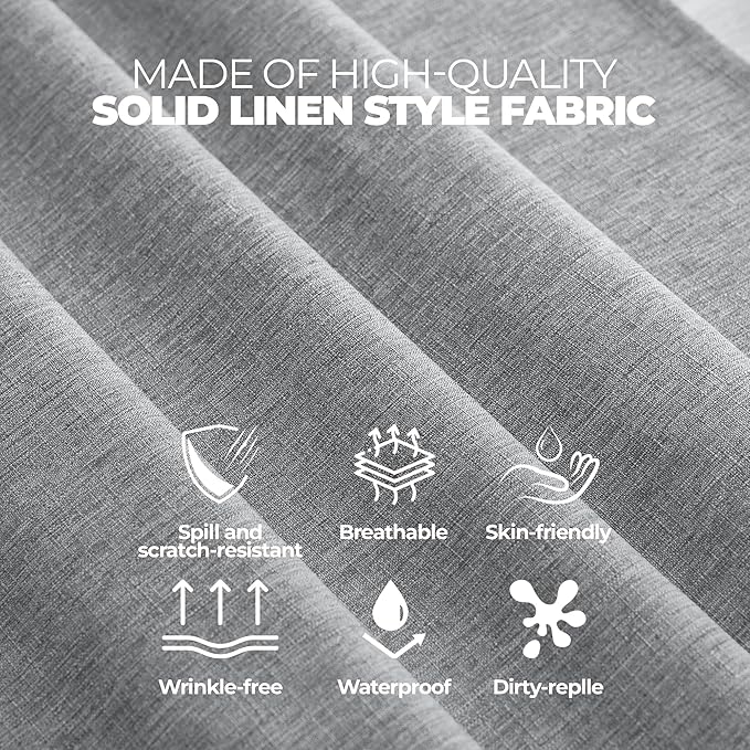 Decorelia Waterproof Faux Linen Rectangle Tablecloth, Spillproof Wrinkle Free Outdoor Reusable Table Cloth for Holiday, Banquet, Party, Buffet Dinner (Oblong,60 x 120 Inch (10-12 Seats), Cool Grey)