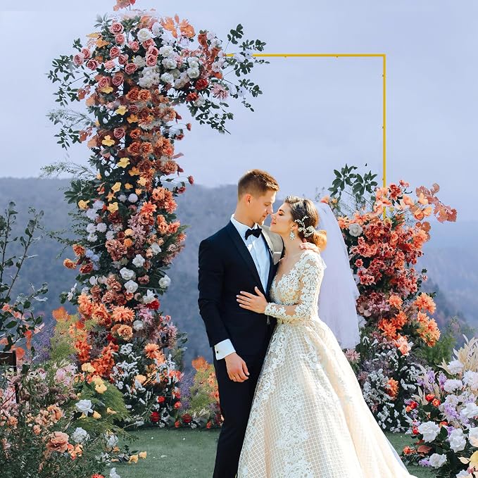 Wokceer Wedding Arch Backdrop Stand Square 7.2 x 7.2 FT Wedding Arches for Ceremony Metal Balloon Arch Frame for Wedding Birthday Party Garden Arbor Anniversary Event Decor