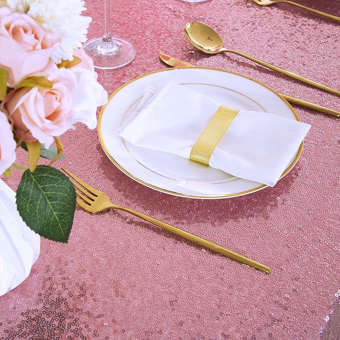 B-COOL Sequin Tablecloth 50x80 Inch Sparkly Table Cloth Hot Pink Sequin Table Cloth Overlays for Party Decoration Christmas Wedding Dinner Linen
