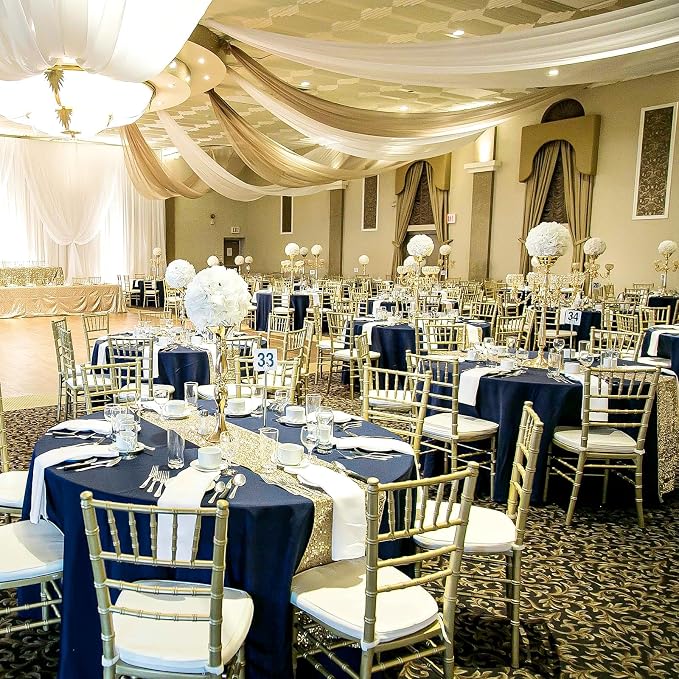 8 Packs Navy Blue Round Tablecloth - 108 Inch, Premium Polyester Table Cloth for Round Tables, Washable Fabric Table Covers for Wedding, Party, Banquet, Dining Tables and Camping