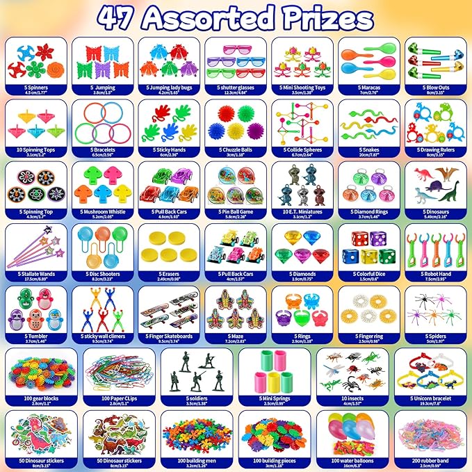 Amy&Benton 1000PCS Classroom Treasure Box Prizes Kids Birthday Party Favors Pinata Assorted Goody Bag Fillers Kid Carnival Prizes Box Toys Assortment