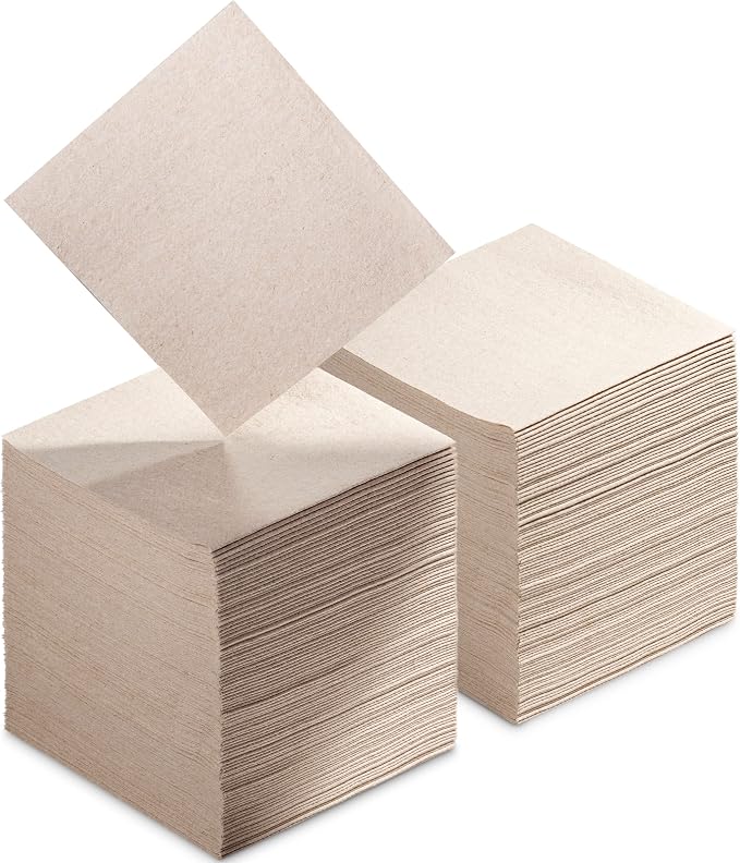 Disposable Cloth-Like Cocktail Napkins, 200 Pack 10" x 10" Linen-Feel Natural Color Recycled Beverage Paper Napkins For Bar, Café, Wedding Or Party