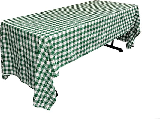 LA Linen Gingham Tablecloth - Checkered Tablecloth for Parties, Picnics & More - Farmhouse Tablecloth - Spring Tablecloth - Picnic Tablecloth - Cloth Tablecloths for Rectangle Tables - 60”x126 Green