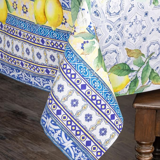 Maison d' Hermine Table Cloth Rectangle Table 100% Cotton 70 x 140 Inches Tablecloth Reusable Decorative for Dining Kitchen Room Farmhouse Party Home Hotel Restaurant Spring Summer - Citrus