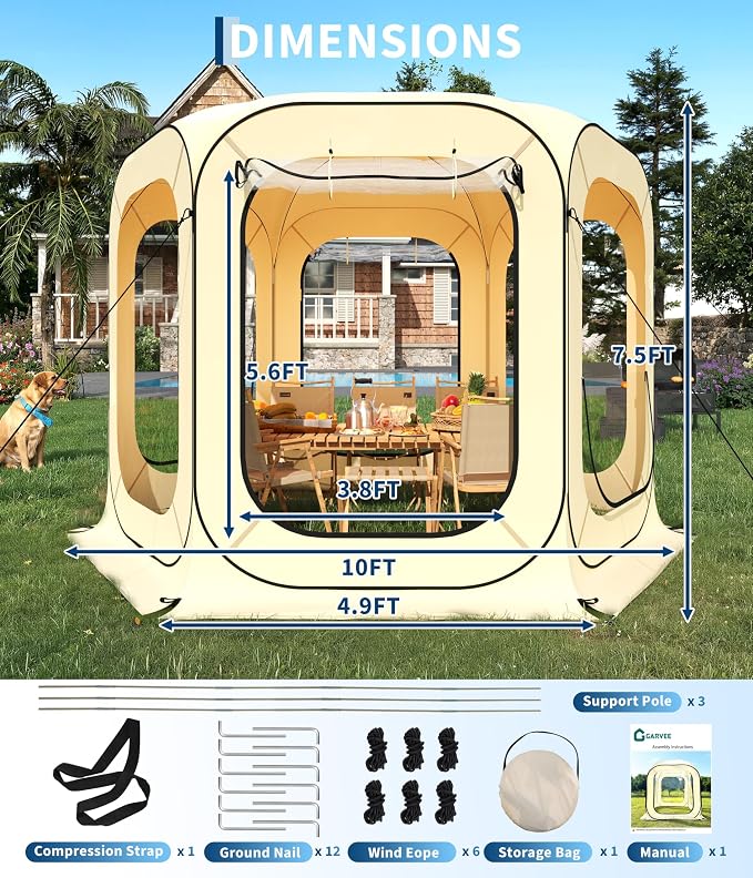 10x10 ft Outdoor Pop Up Bubble Tent,4-6 Person Garden Dome Igloo Tents with Rainproof & Windproof Design for Camping, Backyard Events and Beach