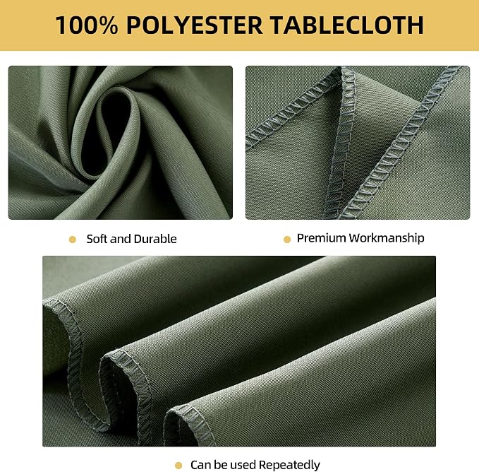 6-Pack 60x144 inch Sage Green Table Cloths, Solid Stain and Wrinkle Resistant Oblong Tablecloth, Premium Plain Weave Polyester Fabric Rectangle Table Linen Covers for Hotel, Banquet