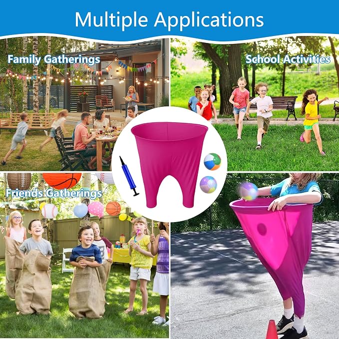 4 Pcs Granny Pants Yard Game Sets - Outdoor Party Game for Adults with 20 Bouncy Balls & 2 Cones, Giant Stretchy Pants Outdoor Toss Game Set for Backyard, Family Reunion & Field Day Fun