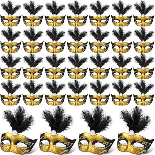 Sanwuta 72 Pcs Mini Masks Masquerade, Mardi Gras Carnival Masquerade Mask Cake Toppers Venetian Party Decor