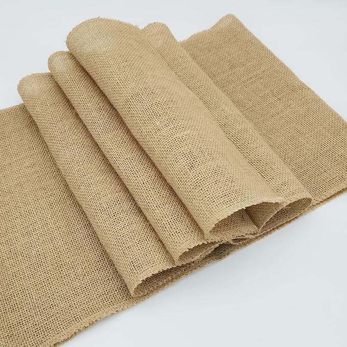 12 Pack Natural Burlap Table Runners,12 x 72 Inch Rustic Jute Table Runner and Placemats Bulk for Western Wedding Table Decorations,Farmhouse Style Party,Holiday,Kitchen Coffee Table Decor Cover