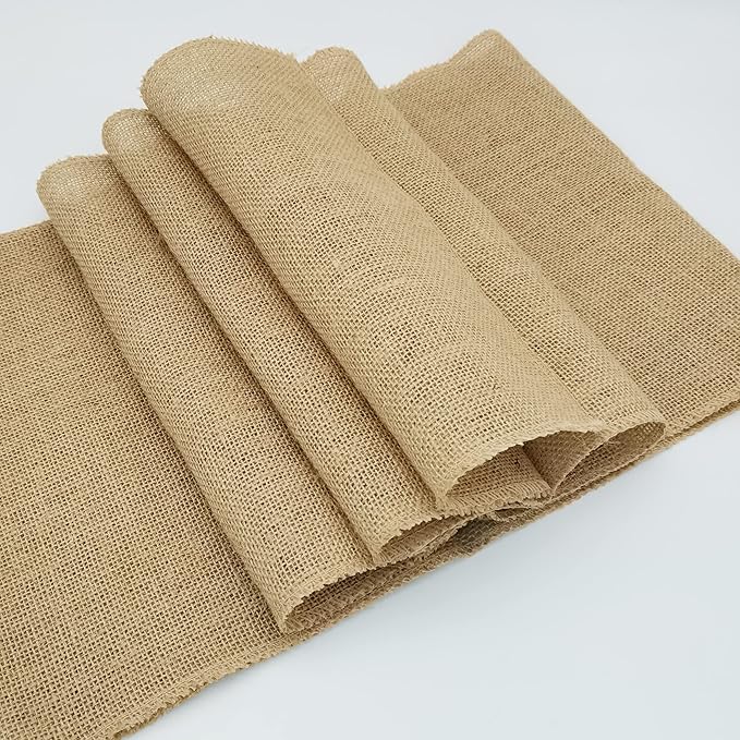 6 Pack Natural Burlap Table Runners,12 x 108 Inch Rustic Jute Table Runner and Placemats Bulk for Western Wedding Table Decorations,Farmhouse Style Party,Holiday,Kitchen Coffee Table Decor Cover