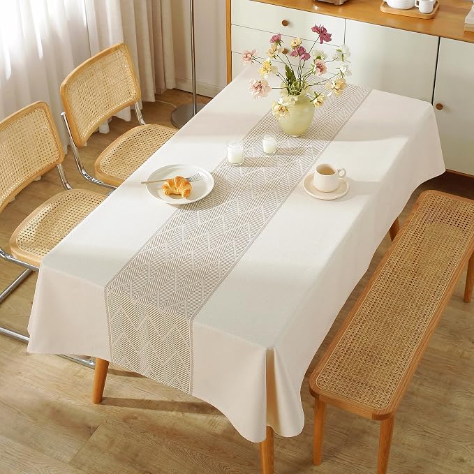 Linen Tablecloths for Rectangle Tables,Fabric Tablecloth Advanced Waterproofing Technology for Dinningroom,Farmhouse