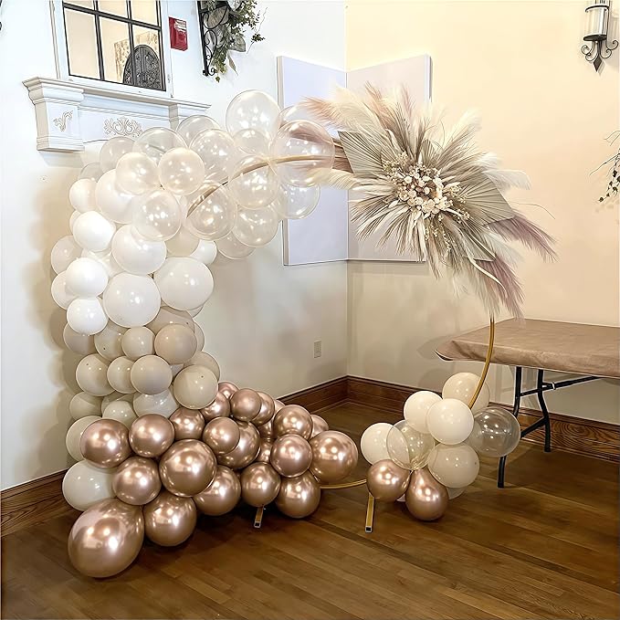 Beige Champagne Gold Balloons Garland Arch Kit, 102PCS White Sand Metallic Champagne Gold Nude Neutral Cream Balloons for Wedding Baby Bridal Shower Boho Birthday Anniversary Party Decorations