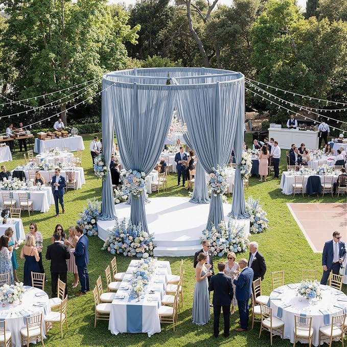 10ftx15ft Dusty Blue Backdrop Curtains for Parties, Wrinkle Free Polyester Photo Backdrop Drapes 2 Panels 15 ft Long Back Drop Cloth Drapery for Wedding Birthday Photography Background Party