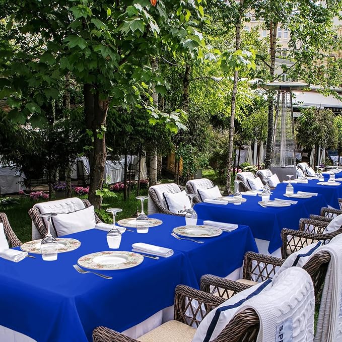 sancua Rectangle Tablecloths 6 Pack - 90x156 Inch - Royal Blue Washable Fabric Cloth Table Cloth, Large Reusable Polyester Table Covers for Wedding, Party, Birthday, Banquet