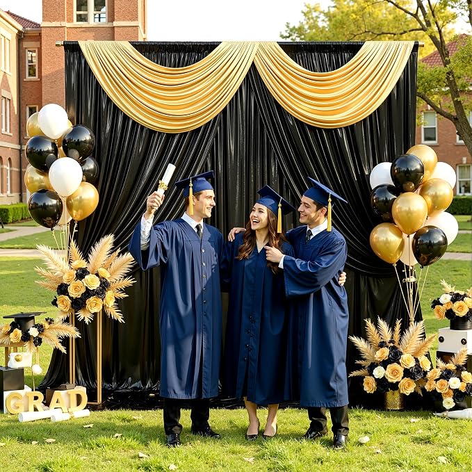 20ftx10ft Black and Gold Sequin Backdrop Curtain Panels for Parties, Wrinkle Free Glitter Photo Backdrop Drapes 4 Panels 5x10FT Shimmer Back Drop Cloth for Wedding Birthday Photography Background