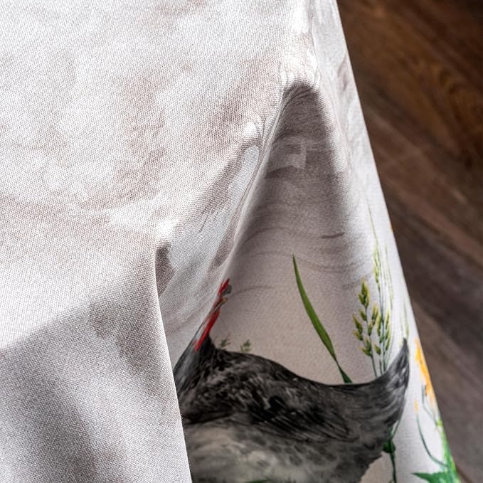 Maison d' Hermine Table Cloth Round Table 100% Cotton 63 Round Inches Tablecloth Reusable Decorative for Dining Kitchen Room Farmhouse Party Home Hotel Restaurant Spring Summer - Basse Cour
