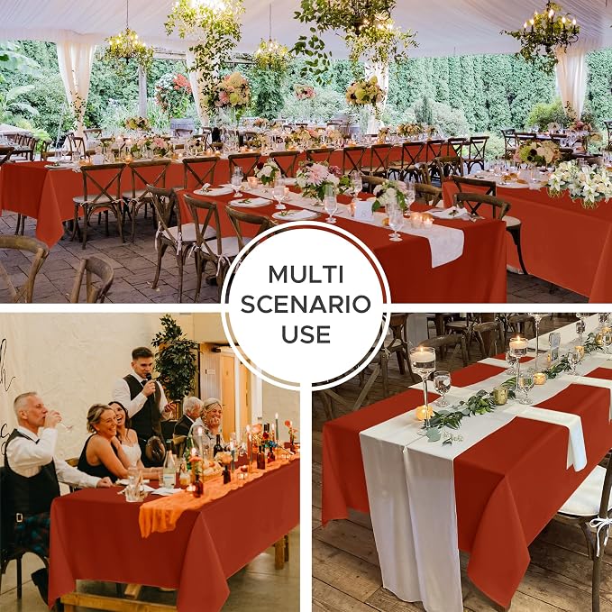 Fitable 8 Pack Rectangle Tablecloths: Stain Resistant Wrinkle Free Table Clothes, Washable Reusable Polyester Table Covers for Wedding Party Birthday Banquet Reception(Rust, 60x102 Inch)