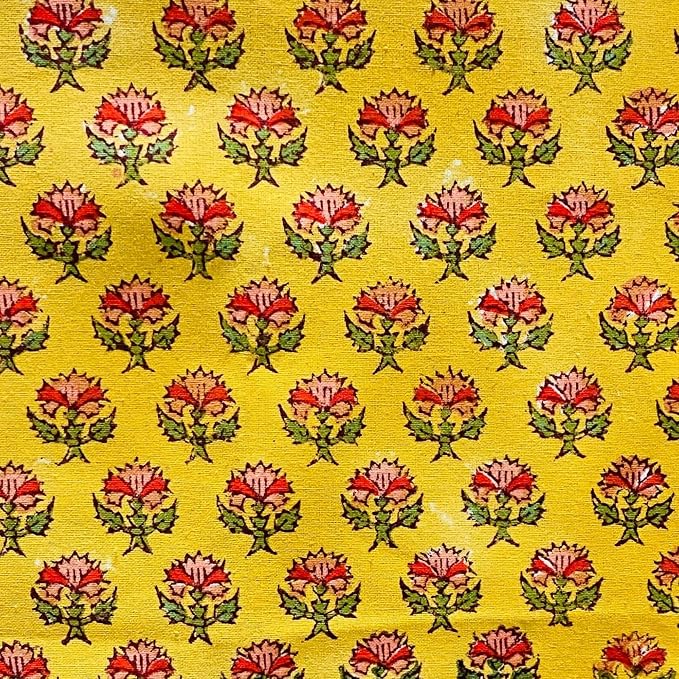 Ridhi Mustard Yellow Hand Block Print Cotton Rectangle Tablecloth 140" x 72" inches Reusable Table Cover Decorative Everyday Use for Dining Room, Farmhouse, Home Gift for Spring, Mother's Day