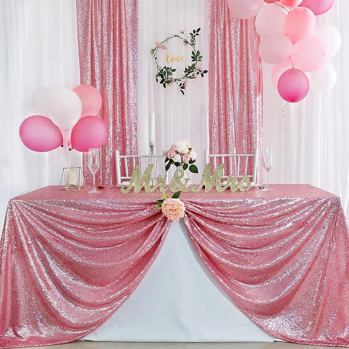 B-COOL Sequin Tablecloth 50x80 Inch Sparkly Table Cloth Hot Pink Sequin Table Cloth Overlays for Party Decoration Christmas Wedding Dinner Linen