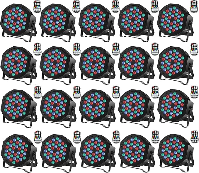 Rechargeable Stage Par Lights U`King RGB 36 LED Uplights Battery Powered with RGB 36W DJ Uplights Sound Activated Control for Wedding DJ Disco Events Halloween Church Live Party - 20 Pack
